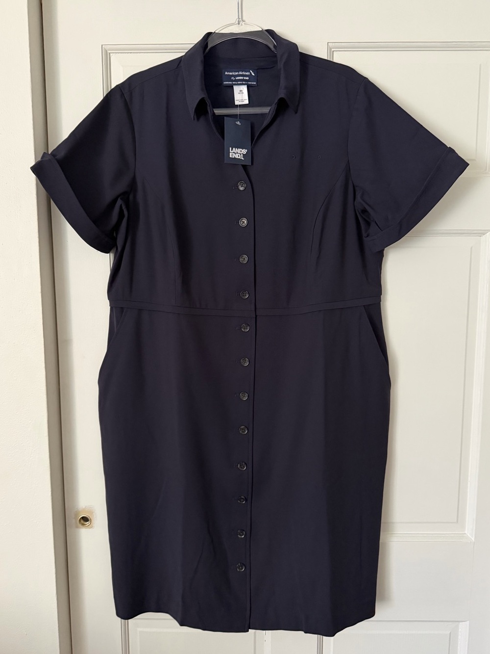 American Airlines Lands’ End Flight Attendant Uniform Shirt Dress Size 20 Petite